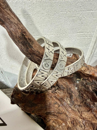 Fancy Junkyard Cowgirl Silver Bangle Bracelet - Barbwire n Bougie Boutique