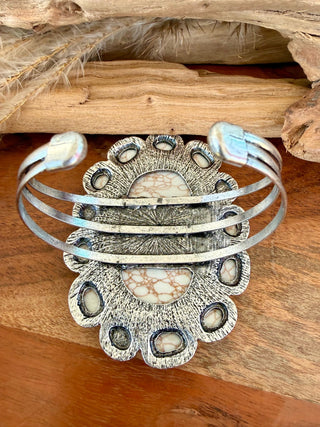Faux White Buffalo Mega Cluster Statement Cuff - Barbwire n Bougie Boutique