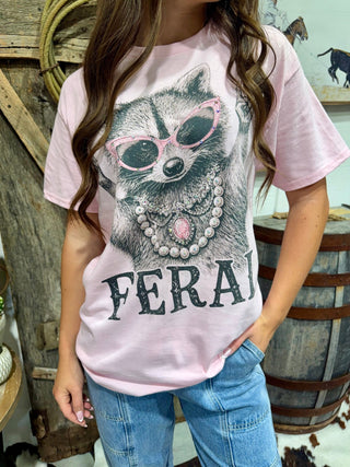 Feral Raccoon Graphic Tee for Women – Pink Western Funny Graphic T-Shirt - Barbwire n Bougie Boutique