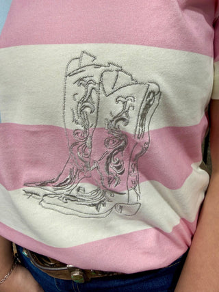 Flag Embroidery Pattern Western Graphic Tee | Cowgirl Boots & Rodeo Icons Shirt - Barbwire n Bougie Boutique