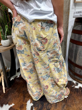 Floral Balloon Pocket Wide Leg Cargo Pants for Women – Boho Drawstring Pocket Pants - Barbwire n Bougie Boutique