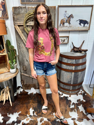 Floral Horseshoe Graphic Tee | Vintage Western T-Shirt - Barbwire n Bougie Boutique