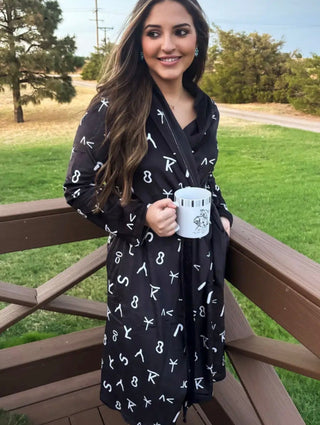 Forever Branded Western Ranch Robe – Black-One Size - Barbwire n Bougie Boutique