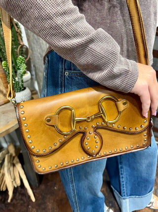 Full Grain Leather Snaffle Bit Crossbody Bag | Studded Western Purse - Barbwire n Bougie Boutique