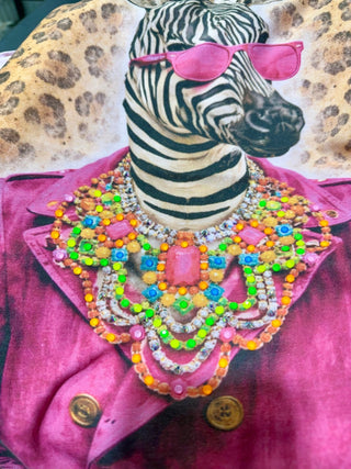 Funky Bling Bling Zebra Graphic Tee for Women – Pink Summertime Western Animal Print Shirt - Barbwire n Bougie Boutique