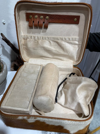 Genuine Cowhide Western Deluxe Travel Jewelry Case - Barbwire n Bougie Boutique