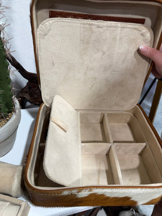 Genuine Cowhide Western Deluxe Travel Jewelry Case - Barbwire n Bougie Boutique