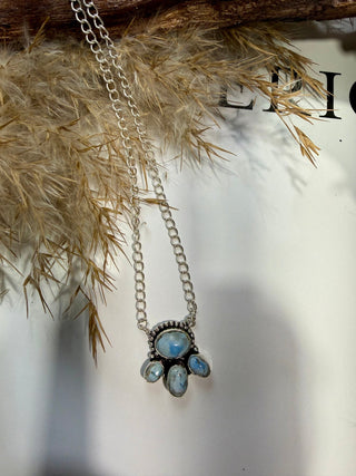 Golden Hills Turquoise Cluster Necklace | Sterling Silver Western Jewelry-03 - Barbwire n Bougie Boutique