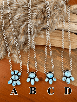 Golden Hills Turquoise Sterling Silver Cluster Necklace - Barbwire n Bougie Boutique