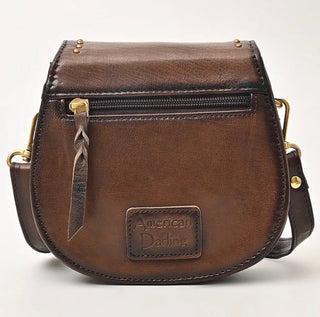Golden Snaffle Bit Genuine Leather Saddle Crossbody Bag - Barbwire n Bougie Boutique