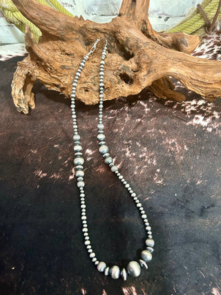 Graduated Sterling Silver Pearls With Fluted Beads-24” - Barbwire n Bougie Boutique