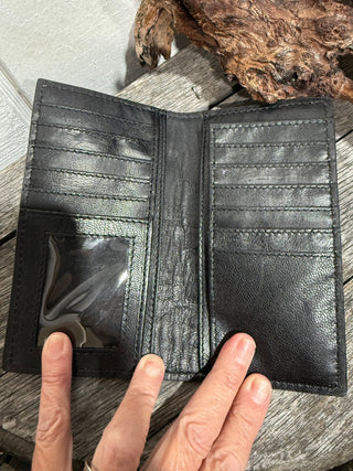 Hand-Tooled Floral Leather Long Bifold Wallet | Classic Western Tooled Design - Barbwire n Bougie Boutique