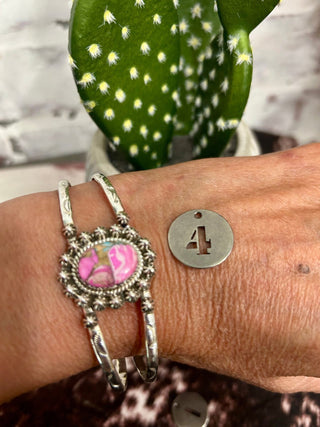 Handmade Sterling Silver & Cotton Candy Kingman Cuff Bracelet - Barbwire n Bougie Boutique