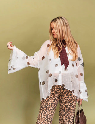 Hay Bale Beauty Sheer Western Blouse – 2 Fly - Barbwire n Bougie Boutique
