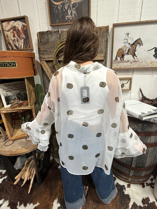 Hay Bale Beauty Sheer Western Blouse – 2 Fly - Barbwire n Bougie Boutique