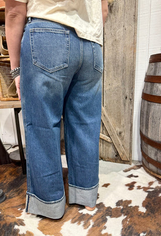 Hidden Brand Nori Wide Cuff Jeans | Western High Rise Wide Leg Denim - Barbwire n Bougie Boutique