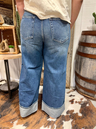 Hidden Brand Nori Wide Cuff Jeans | Western High Rise Wide Leg Denim - Barbwire n Bougie Boutique