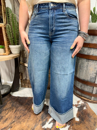 Hidden Brand Nori Wide Cuff Jeans | Western High Rise Wide Leg Denim - Barbwire n Bougie Boutique