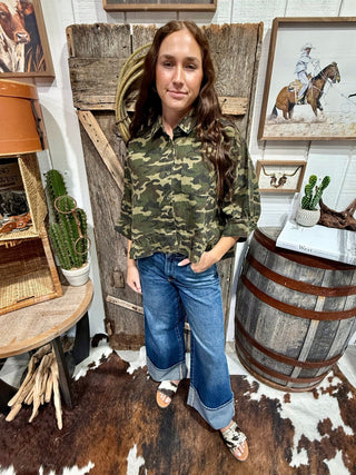 Hidden in Plain Sight Camo Peplum Top - Barbwire n Bougie Boutique