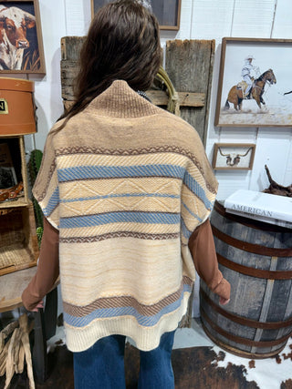 High Desert Oversized Mock Neck Poncho Sweater - Barbwire n Bougie Boutique