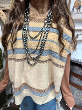 High Desert Oversized Mock Neck Poncho Sweater - Barbwire n Bougie Boutique