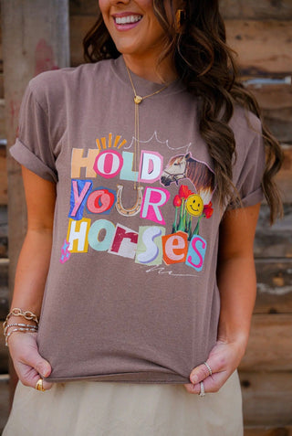 Hold Your Horses Graphic Tee – Western Cowgirl Horse T-Shirt | Cute Ranch Style Boutique Top - Barbwire n Bougie Boutique
