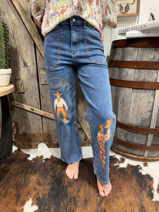 Howdy Darlin’ Western Wide Leg Jeans - Barbwire n Bougie Boutique