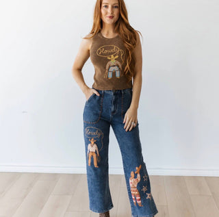 Howdy Darlin’ Western Wide Leg Jeans - Barbwire n Bougie Boutique