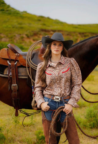Howdy Hanny Cheetah Print Pearl Snap Show Shirt - Barbwire n Bougie Boutique