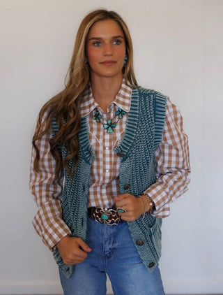 Howdy Hanny Corded Denim Western Vest - Barbwire n Bougie Boutique