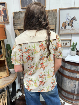 Howdy Hanny Western Cowgirl Button-Up Top - Barbwire n Bougie Boutique