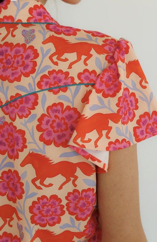 Howdy Hanny Wild Bloom Flutter Sleeve Pearl Snap Top - Barbwire n Bougie Boutique