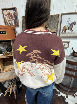 Howdy Y’all Western Patch Knit Cardigan Sweater - Barbwire n Bougie Boutique