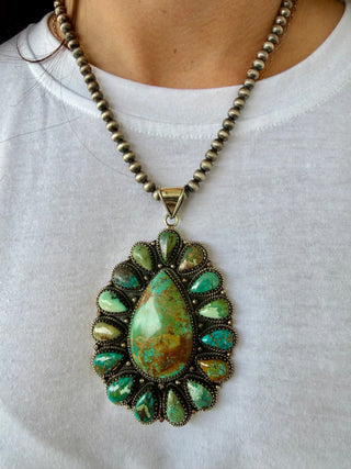 Hubei Turquoise Teardrop Cluster Statement Pendant - Barbwire n Bougie Boutique