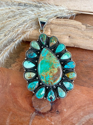 Hubei Turquoise Teardrop Cluster Statement Pendant - Barbwire n Bougie Boutique