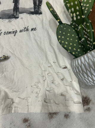 I'm Coming And Hell's Coming With Me Distressed Tee - Barbwire n Bougie Boutique