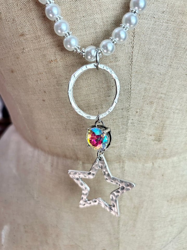 Long Boho Pearl Star Necklace