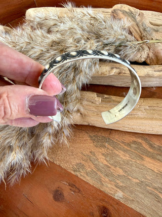 J. Tahe Native American Sterling Silver Repoussé Cuff Bracelet - Barbwire n Bougie Boutique