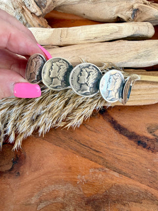 James McCabe Mercury Dime Kingman Turquoise Cuff - Barbwire n Bougie Boutique