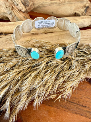 James McCabe Mercury Dime Kingman Turquoise Cuff - Barbwire n Bougie Boutique