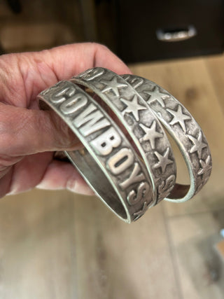 Junkyard Cowgirl Silver Bangle Bracelets - Barbwire n Bougie Boutique