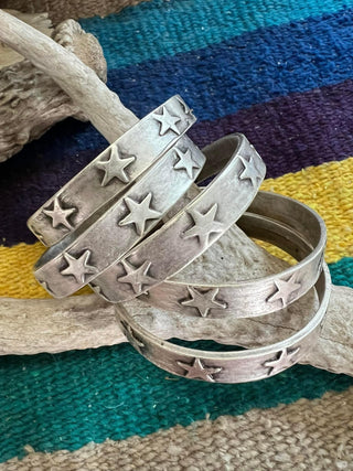 Junkyard Cowgirl Silver Bangle Bracelets - Barbwire n Bougie Boutique