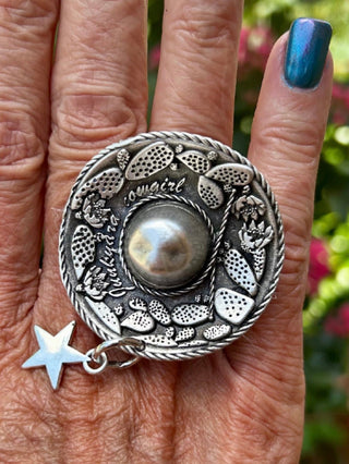 Junkyard Cowgirl Sombrero Star Ring- Adjustable - Barbwire n Bougie Boutique