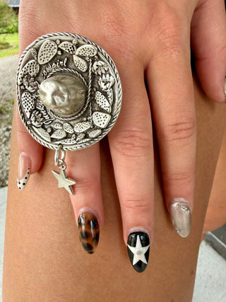 Junkyard Cowgirl Sombrero Star Ring- Adjustable - Barbwire n Bougie Boutique