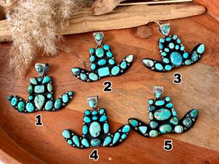 Kingman Turquoise Cowboy Hat Pendant – German Silver - Barbwire n Bougie Boutique