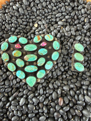 Kingman Turquoise Heart Buckle Set – Tibetan Silver - Barbwire n Bougie Boutique