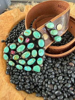 Kingman Turquoise Heart Buckle Set – Tibetan Silver - Barbwire n Bougie Boutique