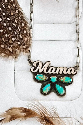 Kingman Turquoise “Mama” Sterling Silver Necklace - Barbwire n Bougie Boutique