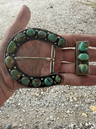 Kingman Turquoise Statement Horseshoe Belt Buckle Set - Barbwire n Bougie Boutique