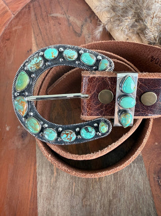 Kingman Turquoise Statement Horseshoe Belt Buckle Set - Barbwire n Bougie Boutique